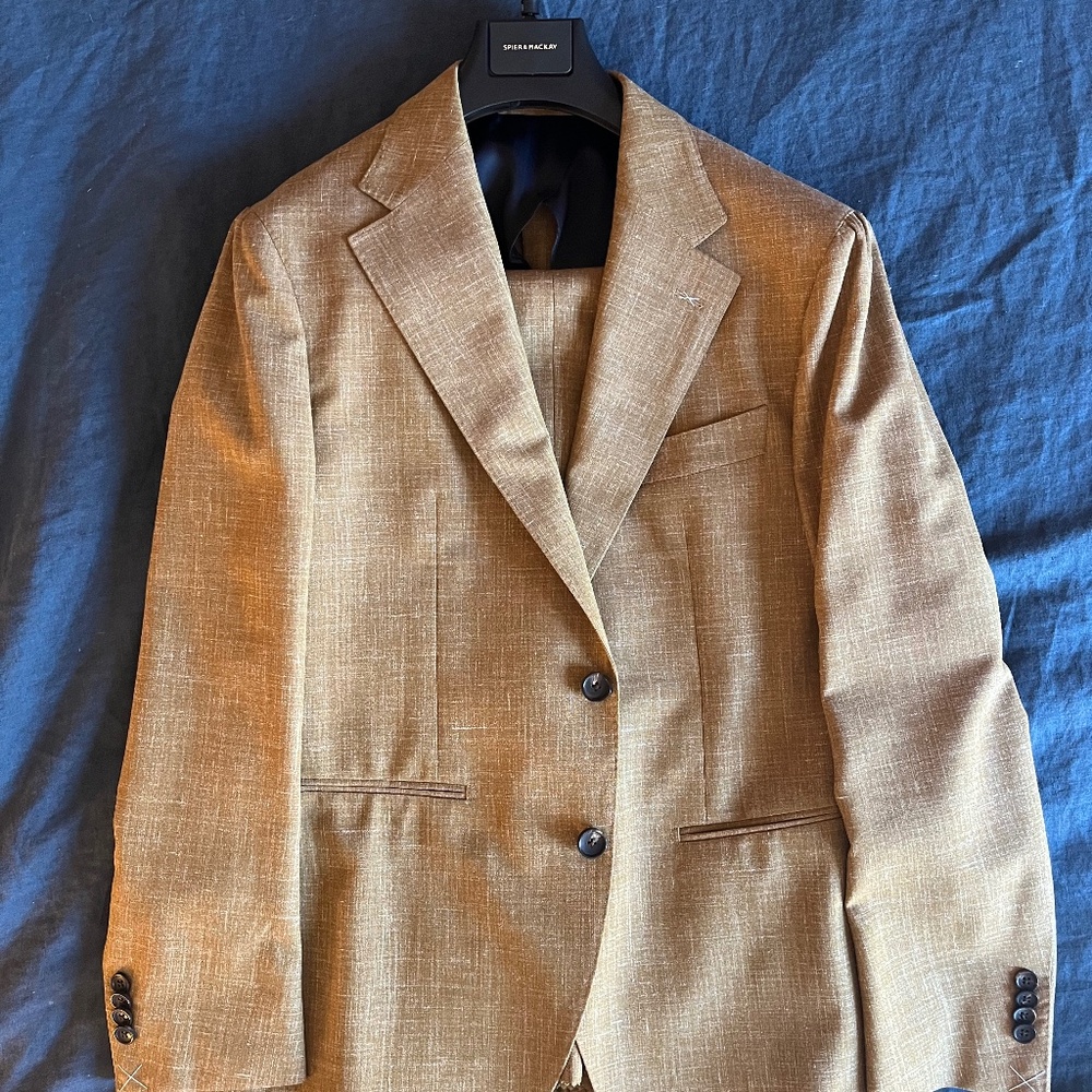 Spier & Mackay Cigar Brown Wool/Linen/Silk Suit 38S